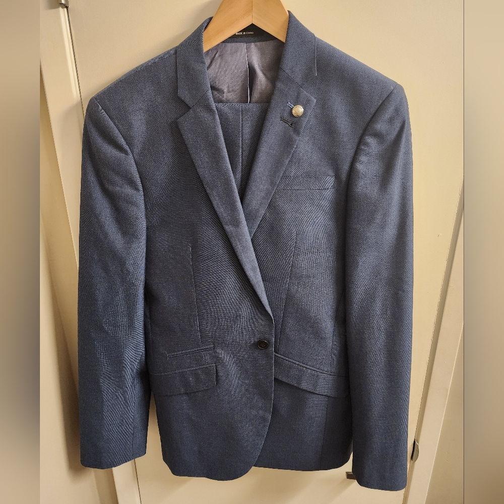 Blue Cedar Wood Slate Slim Fit Suit